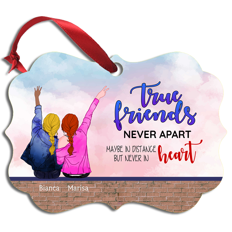 2 Girls Christmas Ornament - Best Friends Forever - personalize hair, skin, text & background
