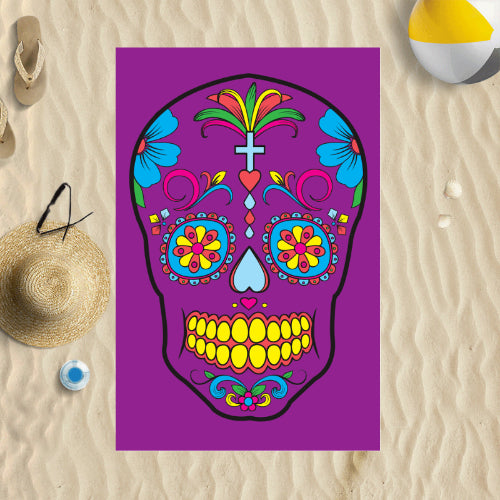 Beach Towel - Candy Skull - Purple